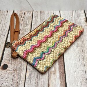 Libby Edelman Multicolor Zigzag Woven Cosmetic Bag